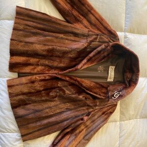 Brown Teddy Jacket with Plush Material and Wide Collar